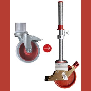 Ombytning af 4 stk. 12,5 cm hjul til 20 cm justerbar hjul �ger stillads 30 cm. 1400204